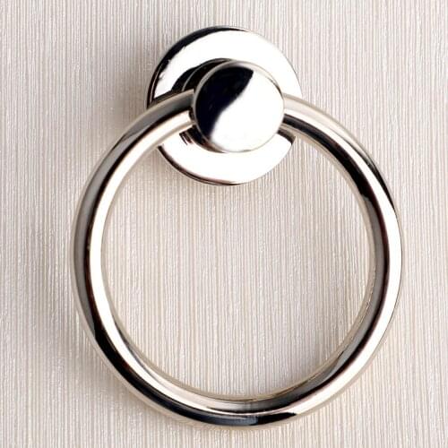 Diameter 50mm modern simple fashion drop ring silver chrome drawer shoe cabinet tv cabinet cupboard knob pull handle