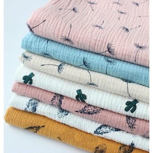 100X135CM Pure Cotton Double-Layer Gauze Fabric Dress Pajamas Handmade DIY Cotton Skin-Friendly Linen Crepe Breathable Fabric