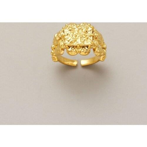 European and American texture irregular light luxury womens retro open ring bump texture ring