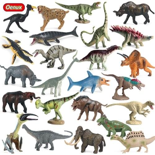 Oenux Mini Prehistory Dinosaur Mosasaur Pterodactyl Wild Animals Mammoth Saber-toothed Tiger Action Figure Model Education Toys
