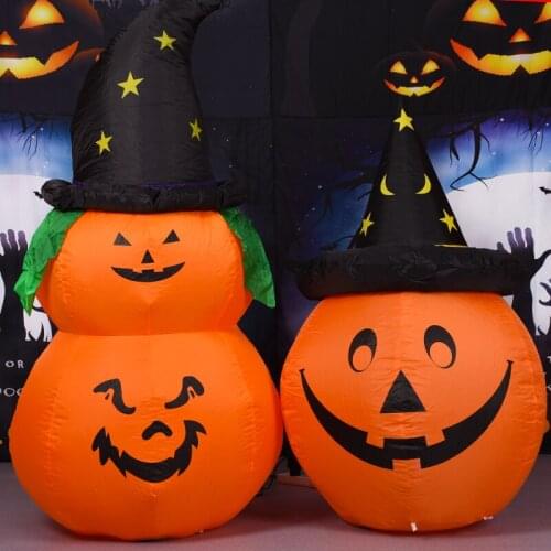 Halloween Horror Ghost 1.5m Two Pumpkin Heads Halloween Inflatable Outdoor Decorations Party Props Inflatable Model