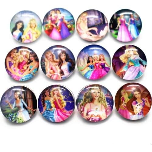 Hot selling 10pcs/lot Snow White Snap Button pretty Glass Snap Buttons Fit 18mm DIY Snap Bracelet Jewelry