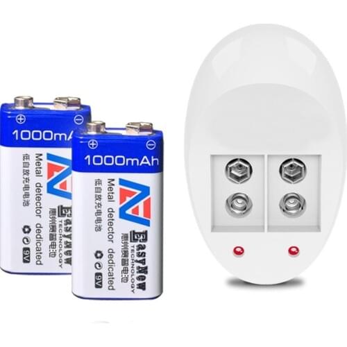 Hot-selling 2pcs/lot 1000mAh Li-ion 9 V Rechargeable Batteries+9v