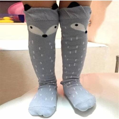 Cotton Baby Socks Animal fox Printed Knee High Kids Boy Girl Socks Cartoon Cat legs Warm infant Warm Long Sock