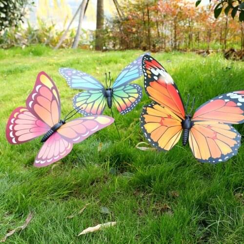 1PC 30cm Artificial Butterfly Garden Decorations Simulation Butterfly Stakes Yard Plant Lawn Decor Fake Butterefly Random Color