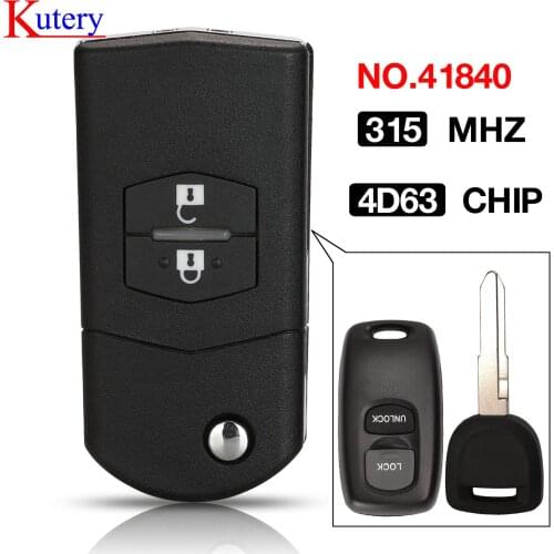 Kutery Upgraded Flip Remote Car Key Fob 2 Button 315MHz 4D63 chip for Mazda 6 RX8 2003-2011 Visteon Model No. 41840
