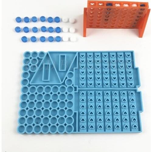 Love Heart Four Chess Battle Competitive Game Toy Epoxy Resin Mold DIY Craft Silicone Mould for Jewelry Casting Drop Shipping