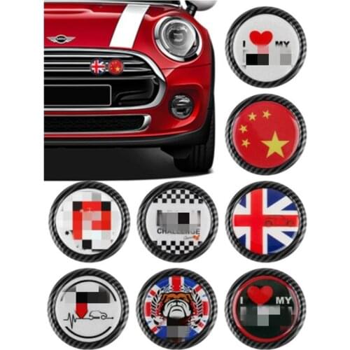 3D Metal Front Grill Emblem Grille Badge Carbon Fiber Pattern Sticker For BMW MINI Cooper One F54 F57 F56 F60 R55 R56 R60 R61