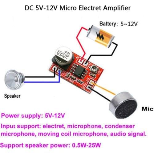 DC 5V-12V Micro Electret Amplifier MIC Condenser Mini Microphone Amplifier Board
