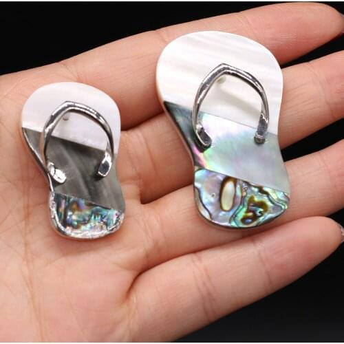 Trendy Natural Mother of Pearl Shell Pendant Exquisite Flip Flop Shape Shells Charms for Jewelry Making DIY Crafts Necklace Gift