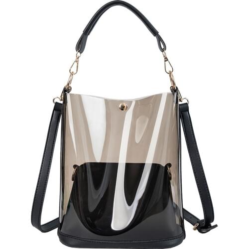 Fashion Bucket Bag Ladies Transparent bag Women Clear Shoulder Bag Summer Beach Jelly Bag PVC Crossbody Bag Bolsa SAC V5-50