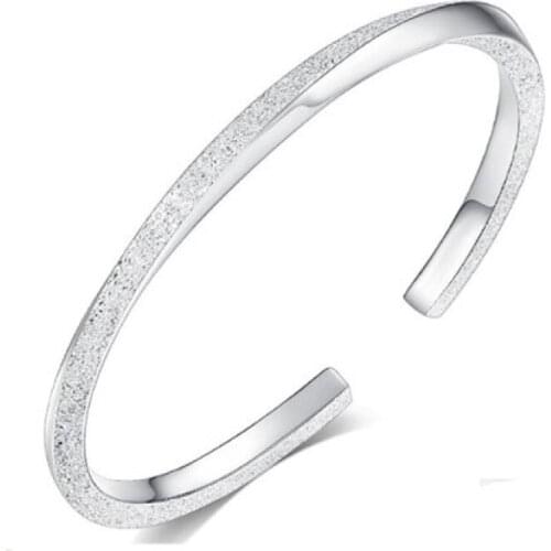 Fashion Silver Plated Womens Cuff Bangles Open Smooth Frosted Rotating Lucky Charm Bangles Retro Party Jewelry Gift