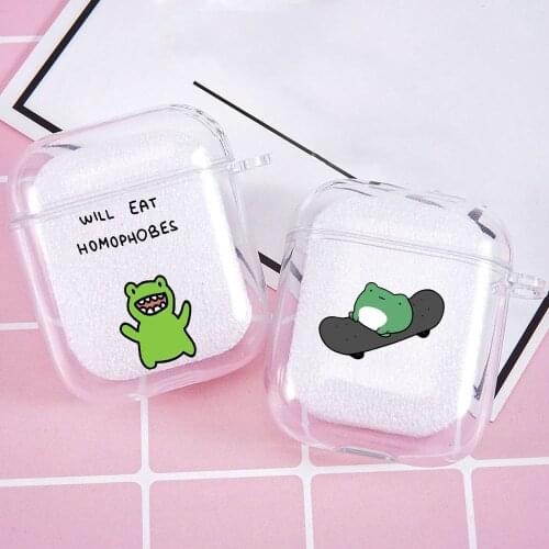 For Airpods Fashion Frog Animal Earphone Case for Airpods 2 1 Wireless Bluetooth Headphone Coque Soft TPU Clear Cover