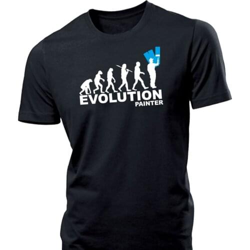 2019 New Summer Men Hot Sale Fashion Painter Evolution Mens T Shirt Decorating Work Wear Tshirt Ladder Painting