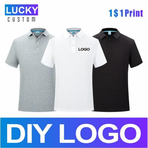 Mens 100% Cotton Short-sleeved Polo Shirt Custom Printed Embroidery Logo Pure Color Breathable Pure Shirt 4xl