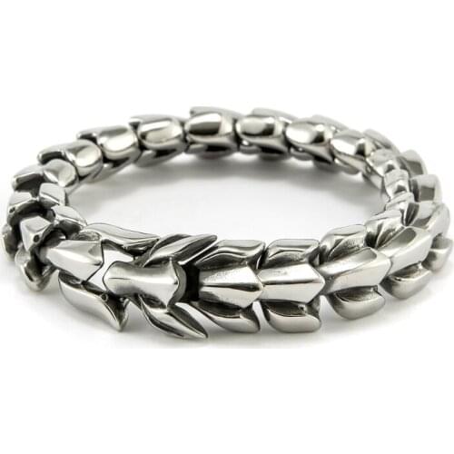 Mens Chain Bracelet Large Dragon Keel Hand Chains Jewelry Stainless Steel Handsome Man Punk Accessories Goth Men Bracelets