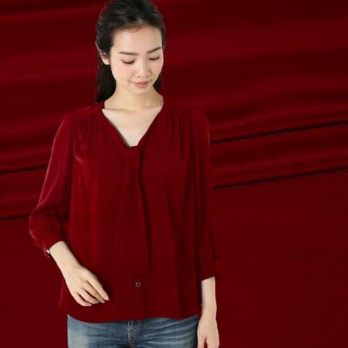New heavy silk crepe de chine fabric 34mm red shirt cheongsam dress crepe de chine silk fabric wholesale silk cloth 111cm