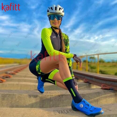 Kafitt 2021 new womens triathlon new long-sleeved cycling jersey sweatshirt Macaquinho GO mountain bike cycling jersey set