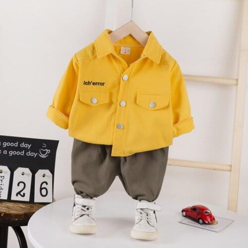 2021 Spring New Childrens Clothing Two Piece Suit Baby Boys Shirt + Pant 2pcs Set Boys Sportswear Tracksuit for Kids Children