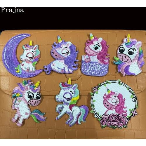 Prajna Hippie Unicorn Cute Koala Embroidery Patch Rainbow Funny Frog Iron On Patches Clothes On Stickers DIY Cartoon Stripe Kid