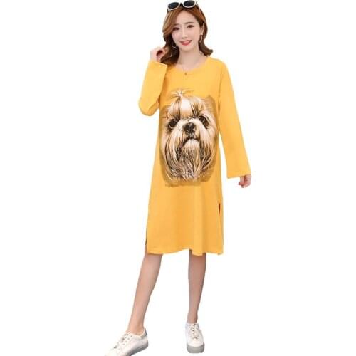 Maternity Dress For Pregnant Women Dog Autumn 2018 New Fashion Loose Printed Sweater Pregnant Dress Long Pregnancy Clothes