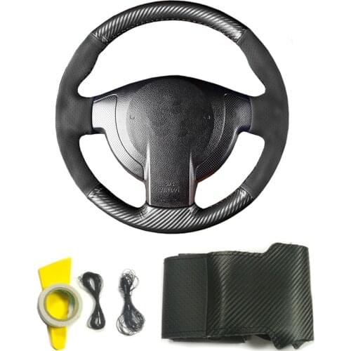 Carbon fiber leather DIY braided hand sewing car steering wheel cover accessories for Nissan Qashqai J10 J11 X-TRAIL T31 NV200