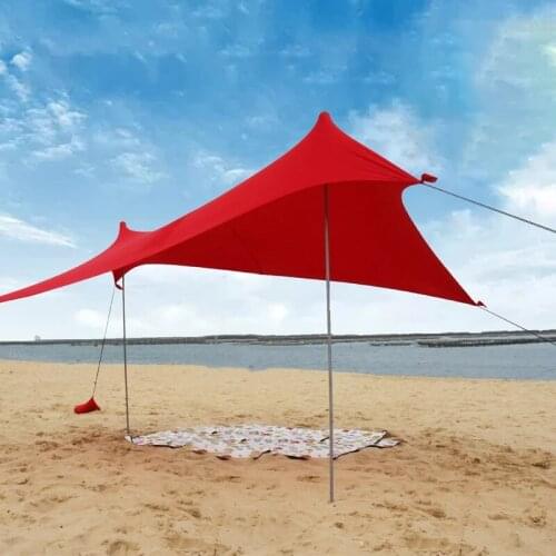 Parasol Beach Tent Sun Shelter with Sandbags, Ground Pegs and Stability Poles Outdoor Shade for Camping Trips, Fishing, Picnics
