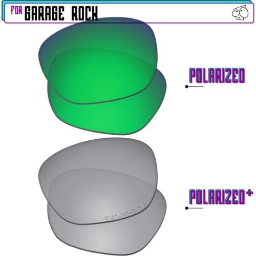 EZReplace Polarized Replacement Lenses for - Oakley Garage Rock Sunglasses - SilverP Plus-Green P