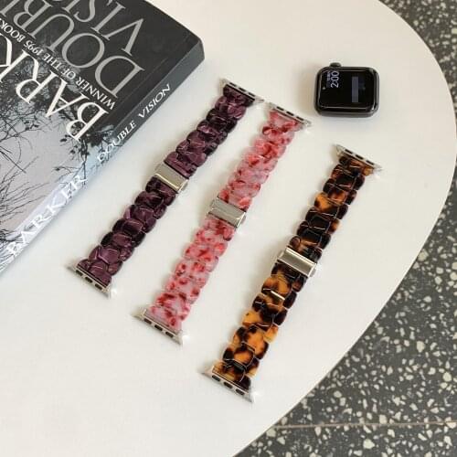 Resin Watchband for Apple Watch SE 6 5 4 Band 40mm 44mm Fashion Correa for Iwatch Series 3 2 1 38mm 42mm Wrist Replacement Strap