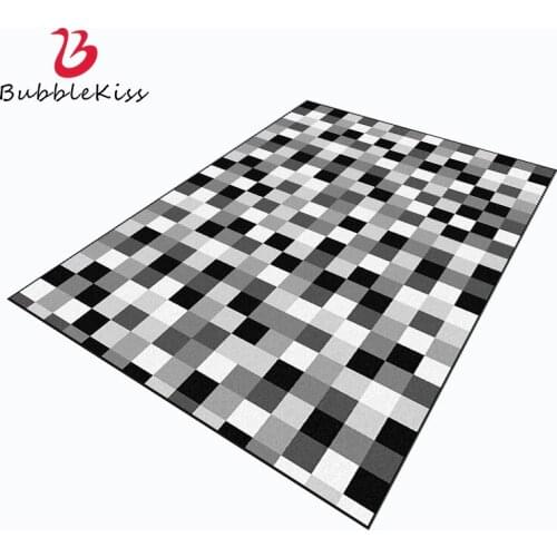 Bubble Kiss Modern Black White Square Pattern Carpets for Living Room Non-slip Home Bedroom Decor Area Rugs Kids Floor Mat