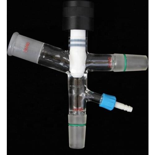 Improved Glass Vacuum Cut Off Adapter with O-ring Joints 24/40 Vacuum Cow Adapter 75 Degree