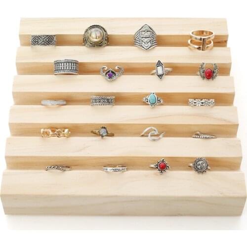 High Quality Wood Ring Display Case Jewelry Display Tray Holder Storage Organizer Case For Counter Display 17.5cm*17.5cm*3cm