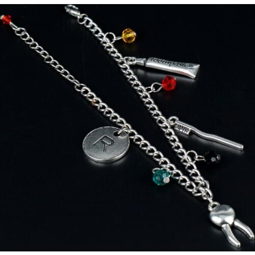 Funny Jewelry Tooth/Toothbrush/Toothpaste Pendants Bangles Bracelets for Women Chain Wristbands
