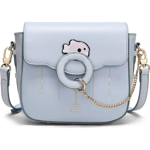 Women Bags Leather Patchwork Blue Fish Paradise Cross Body Messenger Bag Shoulder Bags Female Bag Braccialini Style Art Cartoon