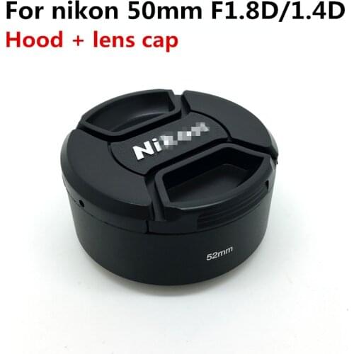 1set 52mm hood +lens cap Black Metal camera lens Hood for nikon lens 50mm 1.8D 1.4D 50-1.8D lens hood cap