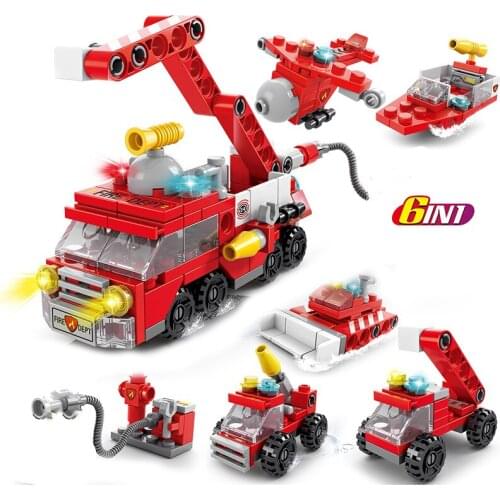 142Pcs City Fire Fighting Building Blocks Sets Fire Brigade Car Model Toy Assembly DIY Educational Toys for Children