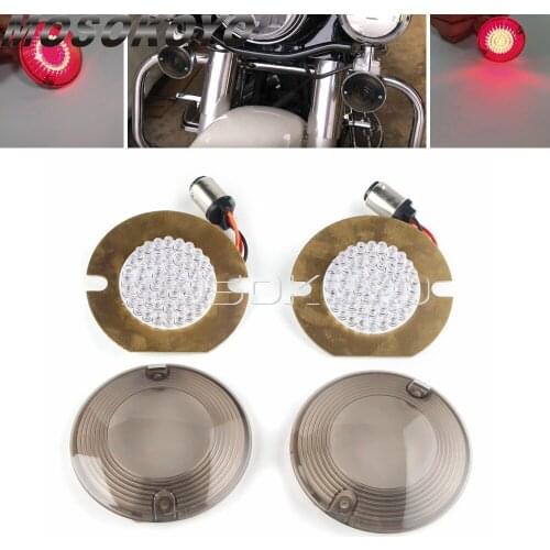 2Pcs 1157 LED 3" Red Turn Signal Light Inserts Panel Rear Brake Lamp For Harley Touring Electra Glide Road King Heritage Softail