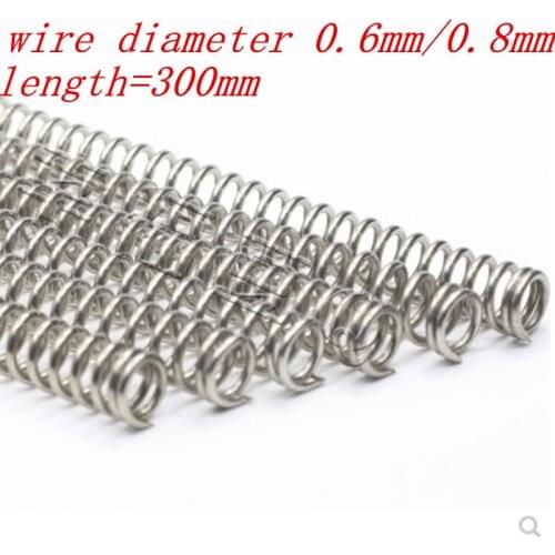 2pcs/lot 0.6mm 0.8mm 304 Stainless Steel Long Spring Y-type Compression Spring Outer Dia 5-12mm Length 300mm