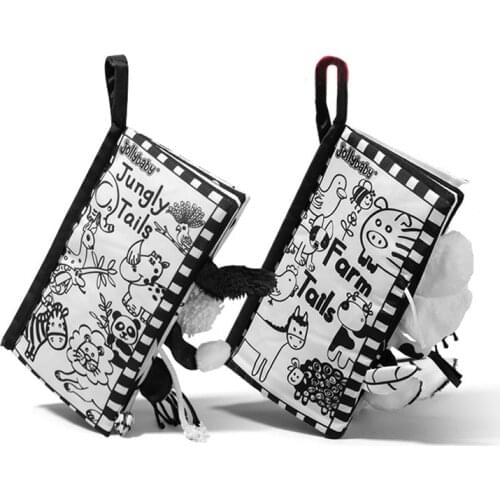 2Pcs Animals Tails Soft Cloth Book Black White Baby Toys Early Learning Education Toy For Children Cloth Rustle Books For Infant