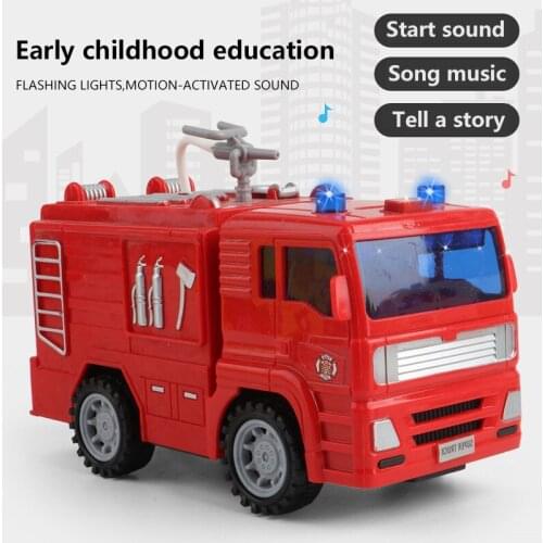 6 Style Lighting Musical Inertia Fire Truck Sprayable Crane Engineering Model Mixer Childrens Early Educational Toys For Kids