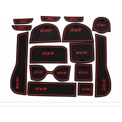 For Honda FIT 2014 15pcs Non-slip Interior Door Cup Holder Rubber Mats Red Line