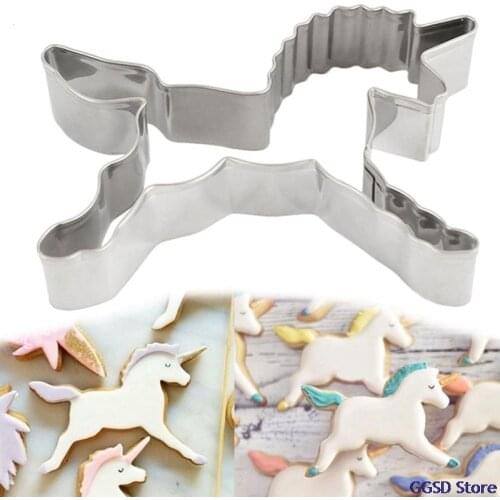 Unicorn Cookie Cutter Stainless Steel Candy Biscuit Mold Baking Mold Metal Unicorn Shape Pastry Fondant Cake Decorating Tool
