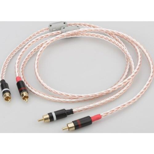 Pair Audiocrast RCA to RCA Cable Hi-end HIFI OFC pure copper silver mixed Audio Wire Cord analogue RCA Cable