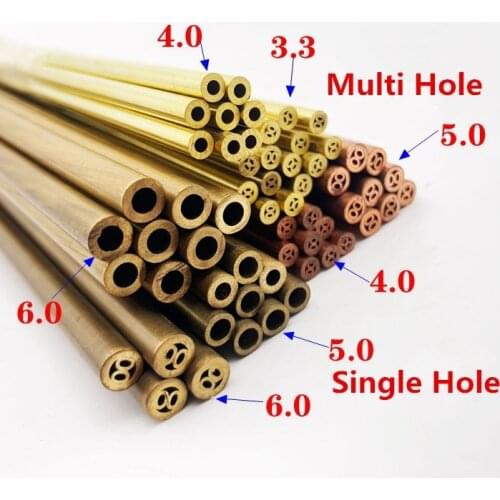 Multi Hole Brass Copper Tube For Edm Drilling Machine Wire Cutting Accessories Slow Running Electrode Consumables Brass 3.3-6.0