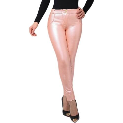Melody Shiny Faux Leather Pants Slim Fit Leather Trousers Women Pink Leather Leggings Wool Lined Leggings Butt Shaper Pants