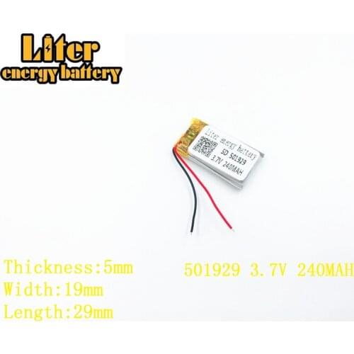 Liter energy battery 3.7V 240mAh 501929 plug Lithium Polymer Li-Po Rechargeable Battery For MP3 MP4 MP5