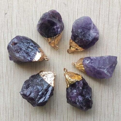 Fashion good quality natural amethysts stone Irregular shape pendants for jewelry making 6pcs/lot Wholesale free shipping