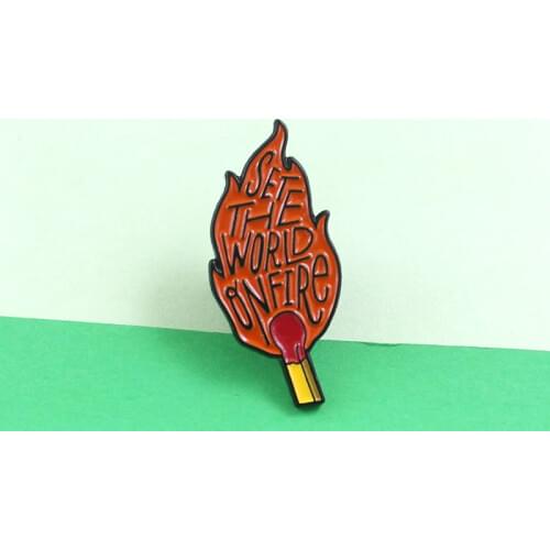 Fashion Set he world on fire Match Flame Pins Enamel Badge Brooches Flame Blaze Lapel pin Denim Shirt Punk Cool Jewelry Gift