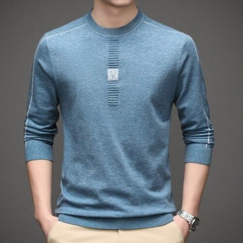 2021 Mens Pullover Sweaters Fashion Korean Spring Autumn Slim Knitted O-Neck Bottom Sweater Middle Aged pull homme mens clothes