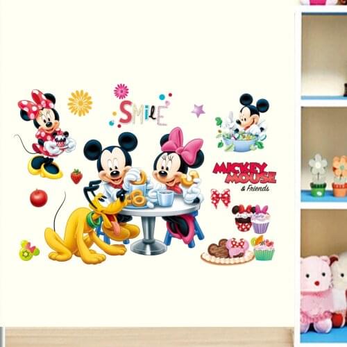 Cartoon Mickey Minnie With Friends Wall Stickers For Home Decor Children Bedroom Kids Rooms Living Room Wall Decal Mural Poster